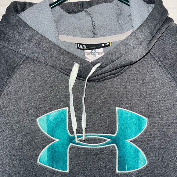 Under Armour Storm 1 Gray Hoodie with Teal Logo - Picture 3 of 8